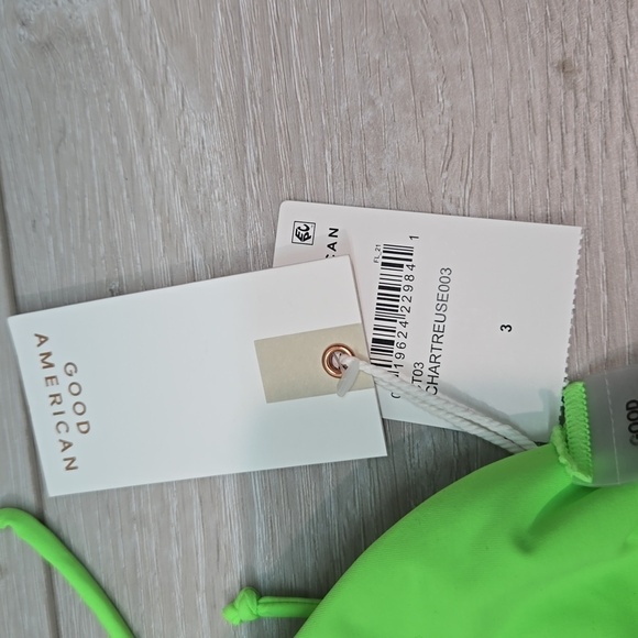 NWT Good American Women Chartreuse Swim Bikini Top sz 3/L - Picture 3 of 6